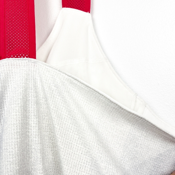 Adidas White Grey & Pink Racerback Athletic Top with Built-In Sports Bra - Picture 8 of 12